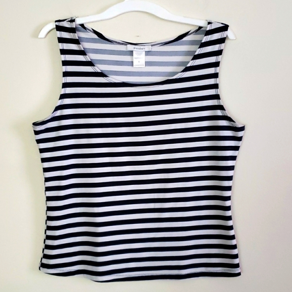 Dressbarn striped summer tank top, coastal nautical vibes, women's medium